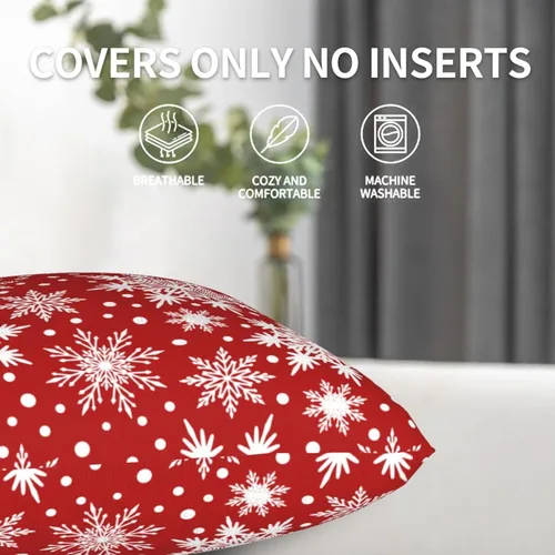 Vista 4 de Fiokroo Juego de 2 fundas de almohada de copos de nieve de Navidad, fundas de almohada cuadradas para sofá, dormitorio, sala de estar, automóvil, 18