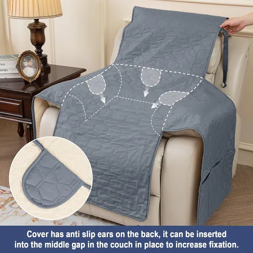 Vista 4 de Funda impermeable para silla reclinable, funda antideslizante para sofá reclinable, protector de muebles, funda de sofá lavable para perros y niños