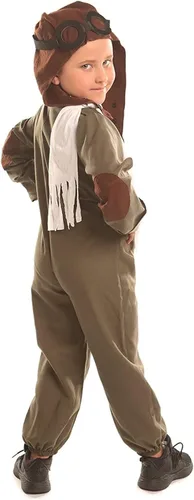 Vista 4 de Disiao Disfraz de piloto del ejército para niños y niñas, trajes de Halloween para cosplay