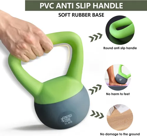 Vista 4 de ENERGI CORE Pesa rusa - Peso relleno de arena para entrenamientos de gimnasio en casa y entrenamiento de fuerza, campana de ejercicio portátil