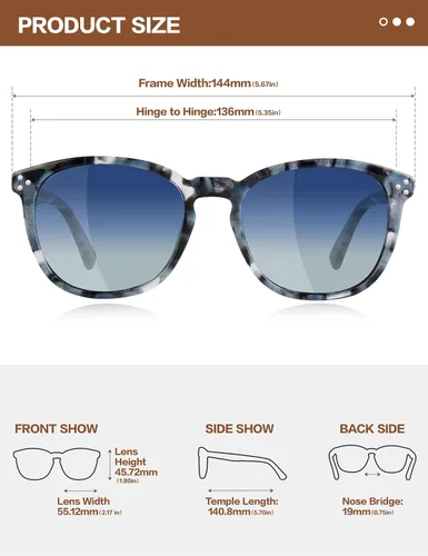 Vista 30 de Gafas de sol polarizadas para mujer con protección UV para mujer, a la moda, grandes sombras con marco de acetato BC2110