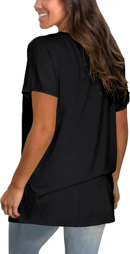 Vista 4 de Sipaya - Camiseta de mujer con cuello en V, básica, de ajuste suelto, manga corta, estilo casual