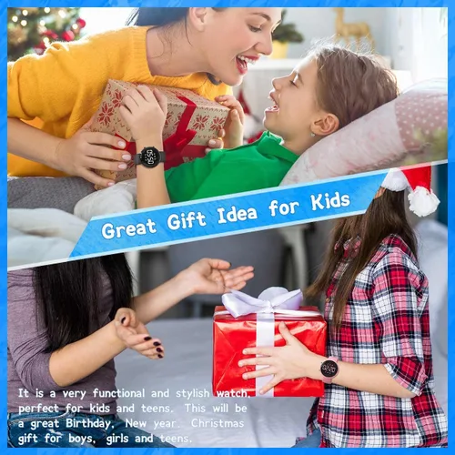 Vista 7 de Reloj digital de seguimiento de fitness para niños, deportes al aire libre, reloj de pulsera para niños y niñas, impermeable, con reloj despertador