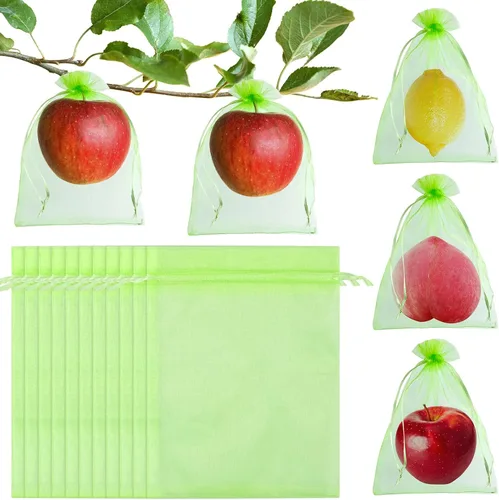 Vista 8 de Morcheiong 60 bolsas de protección de frutas de 6 x 8 pulgadas, bolsas reutilizables de red de frutas para árboles frutales, bolsas de malla de red