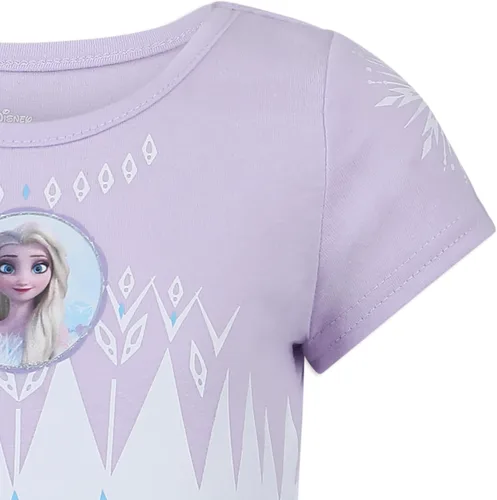 Vista 4 de Disney Vestido de Frozen para niñas, vestido de princesa Elsa copo de nieve, blancorosalila