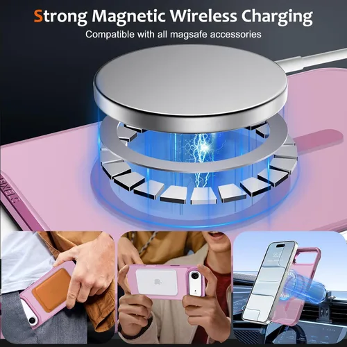 Vista 349 de Anuck - Funda magnética para iPhone 11 compatible con MagSafe, carcasa trasera mate translúcida dura, borde de TPU, delgada, resistente a impactos
