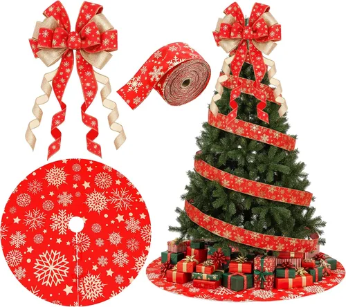 Vista 11 de Zomiboo Juego de decoración para árbol de Navidad incluye lazo de Navidad con bastón de caramelo, arco decorativo de 31.5 pulgadas, rojo y blanco