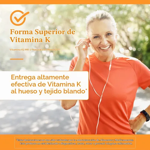 Vista 6 de Doctor's Best Vitamina natural K2 MK-7 con MenaQ7 blanco sin sabor, 60