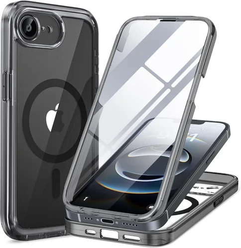 Vista 10 de Miracase - Funda magnética para iPhone 13 Pro Max de 6.7 pulgadas (compatible con MagSafe), transparente, completo, protector de pantalla de vidrio