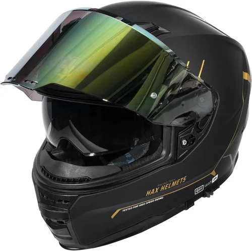 Vista 2 de HAX Force - Casco de cara completa aerodinámico para motos y e-bikes certificado DOT y ECE - Visor doble mejorado, talla adulto, listo para Pinlock