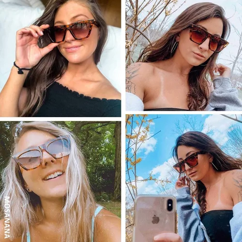 Vista 3 de mosanana Gafas de sol cuadradas con diseño de ojo de gato para mujer, modelo de estilo moderno-SHINE
