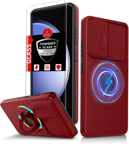 Vista 65 de Funda para Samsung Galaxy S21 FE con 2 protectores de pantalla de vidrio templado, funda con función atril para Samsung Galaxy S21FE con cubierta