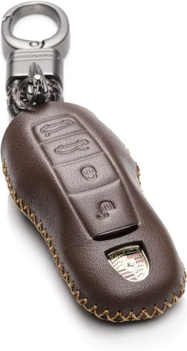 Vista 8 de Vitodeco Funda de piel auténtica con control remoto sin llave compatible con Porsche Panamera, Macan, Cayenne, 911 (3 botones, negro)