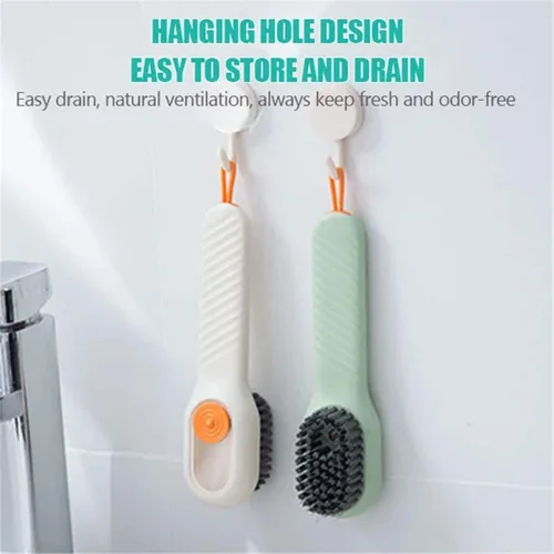 Vista 6 de Cepillo de limpieza multifunción 2 en 1, cepillo de limpieza de piel suave para añadir líquidos, cepillo multifuncional para zapatos con caja