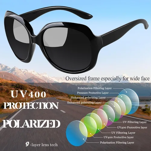 Vista 10 de Joopin Lentes de sol de gran tamaño para mujer, polarizados, grandes, para conducción, protección UV, grandes sombras