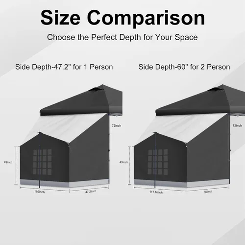 Vista 5 de KAMPKEEPER Side Tent,1/2 Person Camping Tent for 10' x 10' Pop Up Canopy, Easy Set Up Gazebo,Compatible with 10' Wide Canopy Tent(Canopy Not