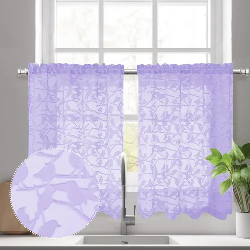 Vista 10 de OVZME Anji Clip Voile Sheer Tiers RD 2X30X36 Negro
