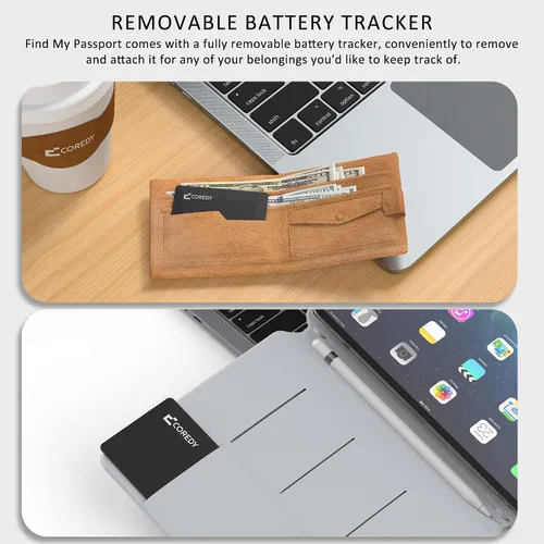 Vista 16 de Coredy Soporte para pasaporte con rastreador Bluetooth, funciona con Apple Find My (solo iOS), cubierta de pasaporte localizada, indicador de sonido
