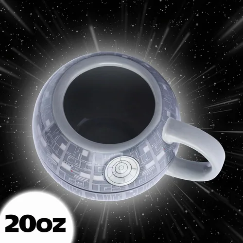 Vista 3 de Silver Buffalo Star Wars Death Star - Taza de café de cerámica esculpida en 3D para capuchino, café con leche o té caliente, 20 onzas, gris