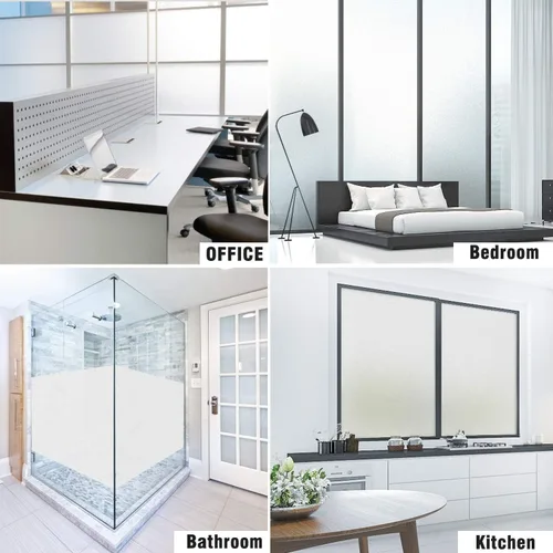 Vista 7 de Película de privacidad blanca mate para ventana, adhesivo opaco adhesivo para ventana, para el hogar, oficina, baño, reuniones y sala de estar, 17.7
