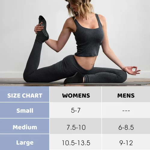 Vista 6 de AURUZA Calcetines de agarre para mujeres y hombres, calcetines de agarre de pilates, calcetines de yoga antideslizantes con agarres para barre