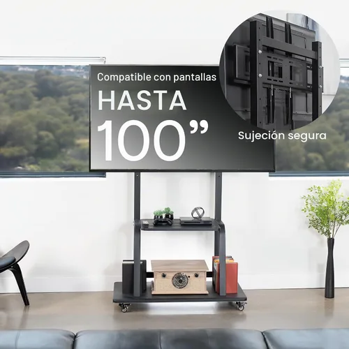 Vista 5 de VIVO Carrito de TV móvil resistente para pantallas de 42 a 100 pulgadas de hasta 330 libras, LCD LED OLED 4K Smart Flat y Paneles curvos, Max