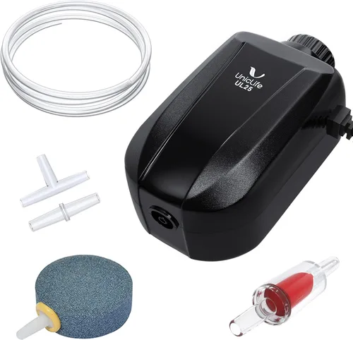 Vista 9 de Uniclife Bomba de aire para acuario, aireador de tanque de peces de doble salida con accesorios para tanque de 5-200 galones