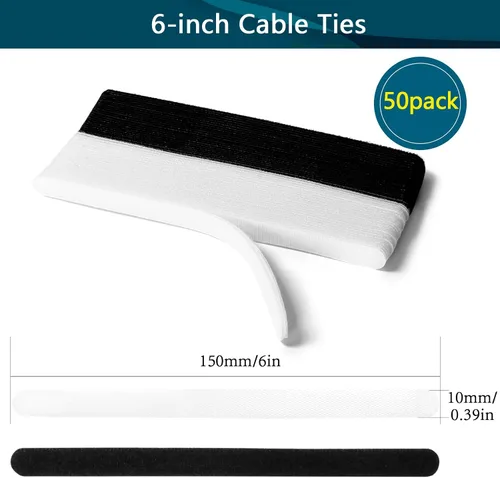 Vista 2 de 50 piezas de bridas reutilizables para cables, gestión de cables ajustable, organizador de cables, organizador de bridas, bridas de alambre Blanco +
