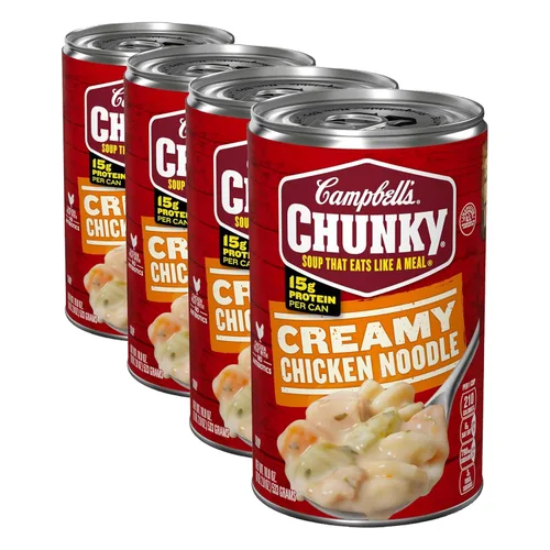 Vista 12 de Sopa Campbell's Chunky, Sopa Cremosa de Pollo con Fideos, Lata de 18.8 Oz