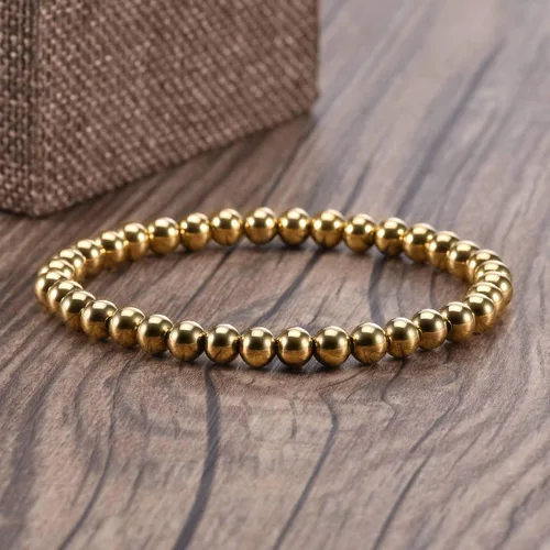 Vista 2 de Pulsera elástica de cuentas de acero inoxidable