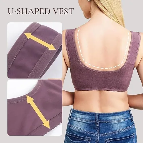 Vista 5 de Sujetadores Daisy para mujeres mayores, cómodos y cómodos sujetadores de algodón con cierre frontal para mujeres mayores sin varilla, brasier