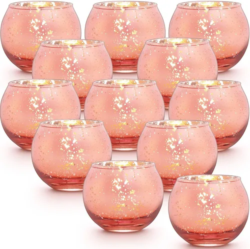 Vista 9 de 12 PCS Portavelas Votivos de Vidrio de Mercurio Azul para Velas de Té - Centros de Mesa Azules para Decoraciones de Despedida de Soltera, Decoración