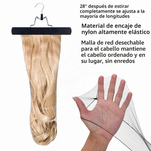 Vista 2 de Colgador de extensión de cabello con bolsa de almacenamiento extra larga, kit de soporte de extensión Double Side Anti-Slip Hair Extension Holder