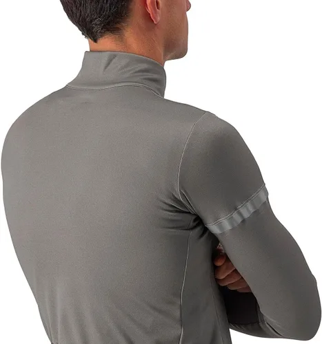 Vista 4 de Castelli Camiseta Fondo 2 FZ para hombre, manga larga con aislamiento polar, con cremallera y cuello alto para ciclismo de carretera y grava I