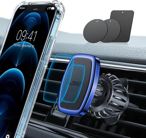 Vista 13 de LISEN Soporte magnético para teléfono para automóvil, clip mejorado + 6 imanes fuertes, imanes de teléfono para la parte posterior del teléfono