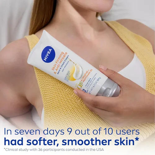Vista 7 de NIVEA Crema reafirmante y antiarrugas para el cuello y el pecho con coenzima Q10, creatina y provitamina B5, crema reafirmante para la piel que