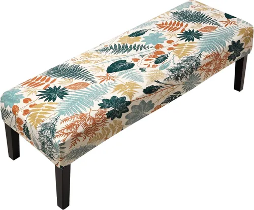 Vista 15 de Fuloon - Funda elástica de jacquard para banco de comedor, antipolvo, desmontable, funda para banco lavable, protector de cojín de asiento para Beige
