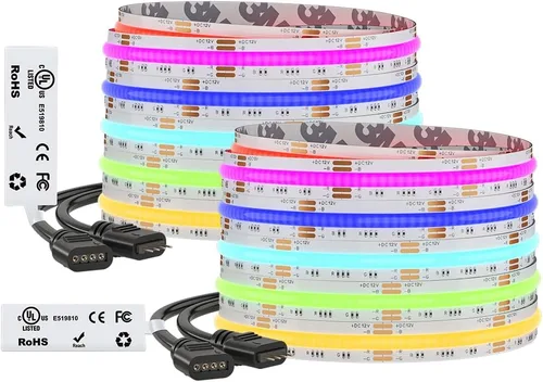 Vista 21 de BTF-LIGHTING FCOB COB - Tira de luz LED RGB con certificación UL, 810 LEDs/m de alta densidad flexible que cambia de color, DC12V 9.8 pies y 0.394