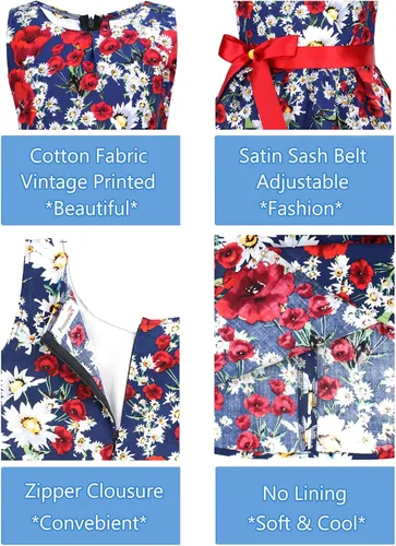 Vista 248 de Vestido de verano para niña, de algodón, con diseño floral