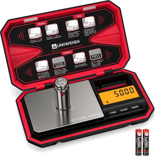Vista 9 de UNIWEIGH Báscula digital de bolsillo de 7.05 oz/0.00 oz, báscula digital de gramos, mini báscula de joyería digital de peso gramo con pesos Cal