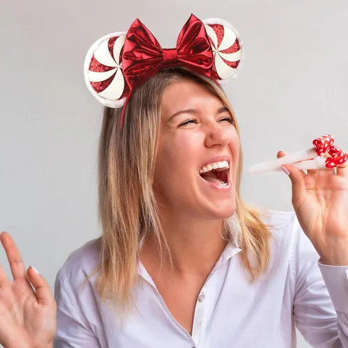 Vista 11 de Diadema de Navidad, orejas de ratón, decoraciones navideñas, sombreros de Navidad