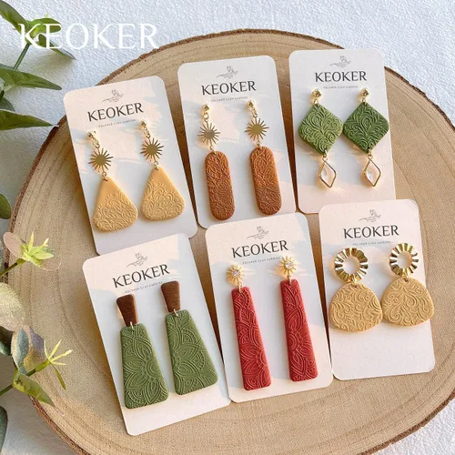 Vista 6 de KEOKER Juego de sábanas con textura de arcilla polimérica, moldes de aretes de arcilla para aretes, funciona con cortador de arcilla polimérica