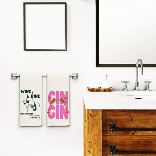 Vista 4 de Juego de 2 toallas de cocina italianas, decoración de cocina italiana, toallas de bar para camarero de cocina, paños de cocina retro para toallas