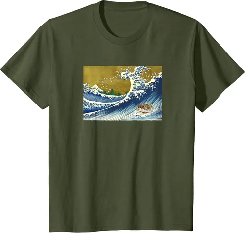Vista 7 de Camiseta de surf japonés con diseño de erizo Azul Marino
