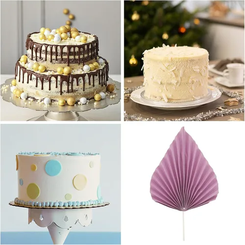 Vista 8 de Didiseaon 10 piezas de hojas de palmera para tartas de papel de hoja de palma, insertos de pastel Monstera para Hawaii, Aloha, selva, verano, boda