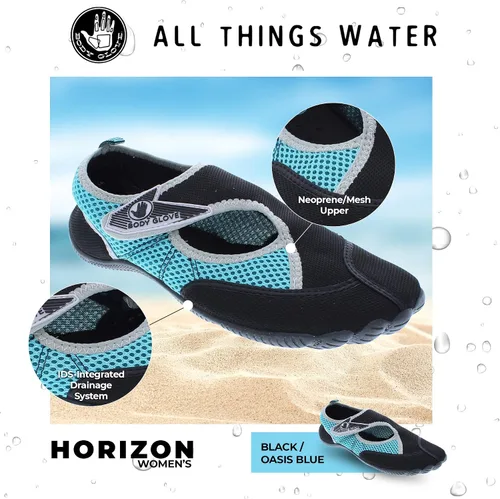 Vista 3 de Body Glove Zapatos de agua para mujer (lago, aeróbicos, natación, deportes acuáticos, playa, zapatos de agua para mujer), color negro y azul Oasis