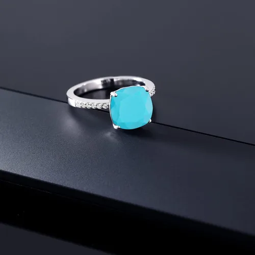 Vista 22 de Gem Stone King Anillo de compromiso de plata de ley 925 con piedra preciosa de corte cojín de 0.39 pulgadas Anillo de compromiso de aniversario