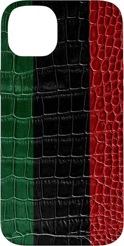 Vista 15 de iPhone 16 Pan African Flag Patriotic Crocodile Skin Print Pride Case