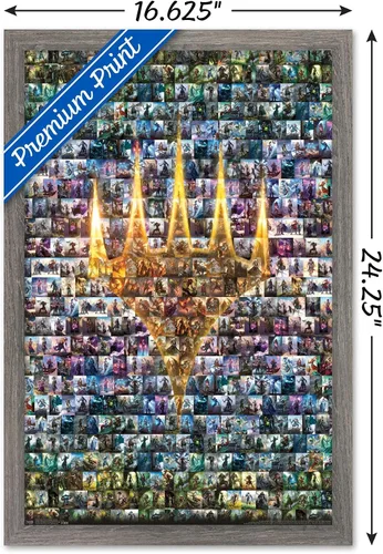 Vista 3 de Trends International Magic: The Gathering - Póster de collage de pared, 14.725 x 22.375 pulgadas, versión enmarcada de madera de granero