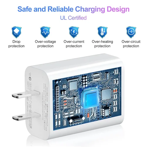 Vista 4 de APETOO Adaptador de cargador USB C de 18 W con cable de carga rápida tipo C para iPhone 17 16 15 Pro Max Plus para iPad 10th, cable USB-C de 3.3